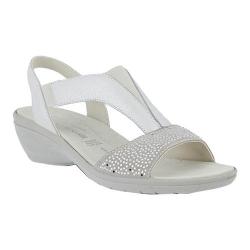 Women's Flexus by Spring Step Risa Slingback Wedge Sandal Silver Leather
