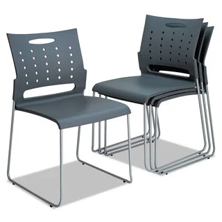 Alera Continental Series Charcoal Gray Perforated Back Stacking Chairs (Set of 4)