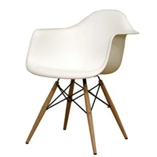 MaxMod Wood Leg White Dining Arm Chair