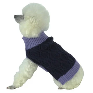 Purple Oval Weaved Heavy Knitted Fashion Designer Dog Sweater