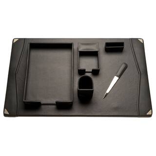 Bey Berk Grey Leather 6-piece Desk Set