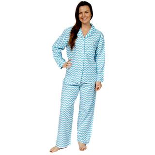 Leisureland Women's Chevron Print Cotton Flannel Pajama Set