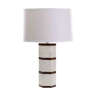 Dimond White Marble Wood Hexagon Table Lamp