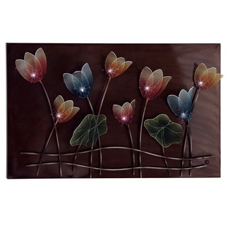 Spring Flowers Hand-crafted LED Lights Metal Wall Art Decor