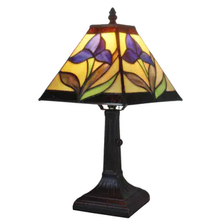 Amora Lighting Tiffany Style Mission Design Mini Table Lamp Purple