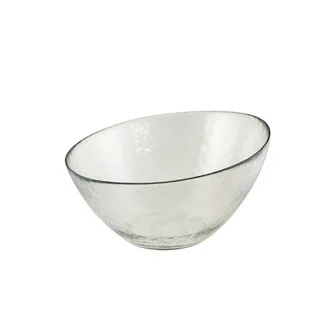 Hammered Glass 10-inch Angled Bowl (Set of 2)