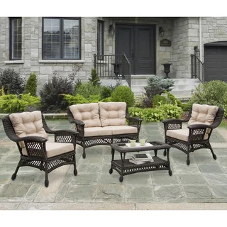 W Unlimited 5-Piece Moon Collection Outdoor Patio Furniture Set with Coffee Table and Cushions Infinity Collection