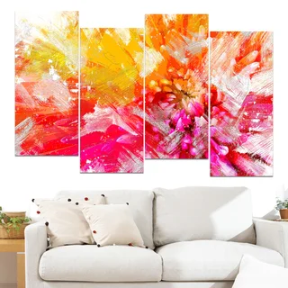 Design Art 'Vibrant Colors Flower' 48 x 28-inch 4-panel Canvas Art Print