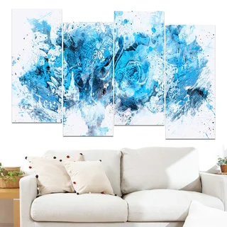 Design Art 'Blue Purple Flowers' 48 x 28-inch 4-panel Canvas Art Print