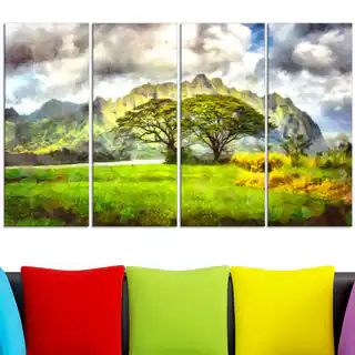 Design Art 'Surreal Colorful Landscape' 38 x 28-inch 4-panel Canvas Art Print