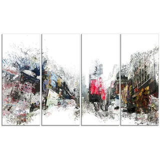 Design Art 'City Never Sleeps' 48 x 28-inch 4-panel Cityscape Canvas Art Print