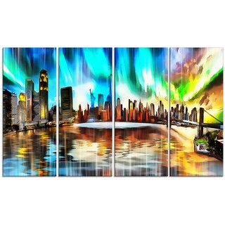 Design Art 'Colorful New York Cityscape' 48 x 28-inch 4-panel Canvas Art Print