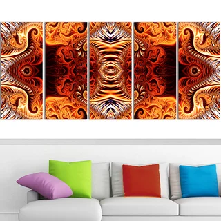 Design Art 'Gold and Silver Reflection' 60 x 28-inch 5-panel Modern Canvas Art Print