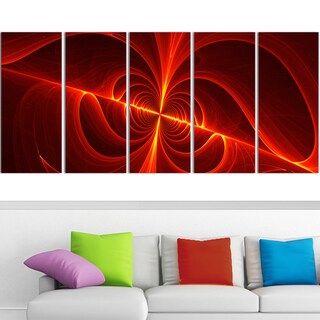 Design Art 'Red Laser' 60 x 28-inch 5-panel Modern Canvas Art Print