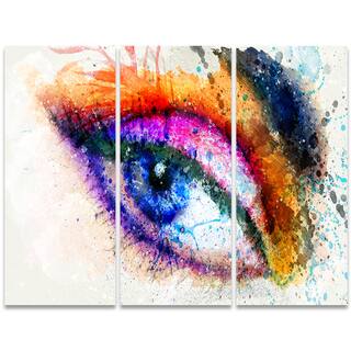 Design Art 'Eyes Are the Window' 36 x 28-inch 3-panel Sensual Canvas Art Print