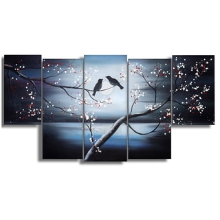 Design Art 'Together Forever' 60 x 32-inch 5-panel Birds Canvas Art Print
