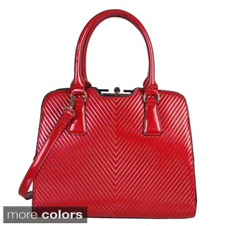 Rimen and Co. Patent Leather Shiny Color Textured Double Handle Satchel Handbag