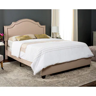 Safavieh Theron Light Beige Linen Upholstered Bed (Queen)