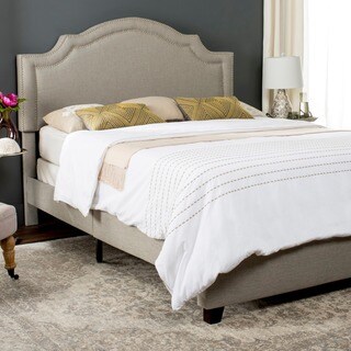 Safavieh Theron Light Grey Linen Upholstered Bed (Full)