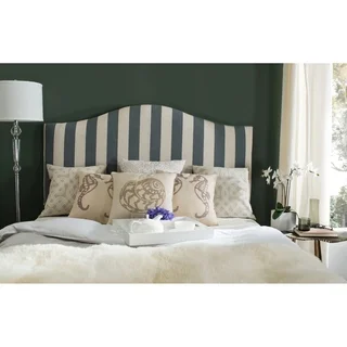 Safavieh Connie Grey and White Stripe Upholstered Camelback Headboard (Queen)