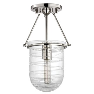 Hudson Valley Willet 1-light Semi Flush, Nickel with Clear Swirled