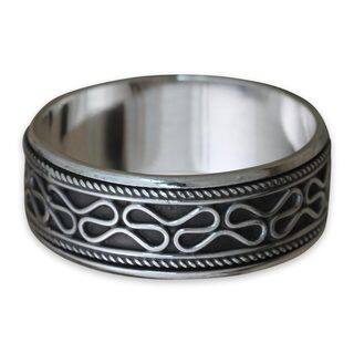 Men's Handcrafted Sterling Silver 'Rolling Waves' Ring (Indonesia)