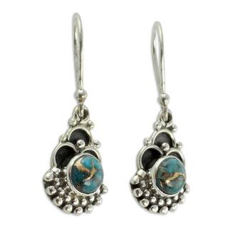 Handmade Sterling Silver 'Blue Rapture' Turquoise Earrings (India)