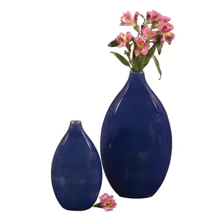 Cobalt Blue Glaze Ceramic Vases (Set of 2)