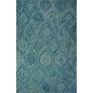 Hand-Tufted Abstract Pattern Mineral blue/Green-blue slate Wool (5x8) Area Rug