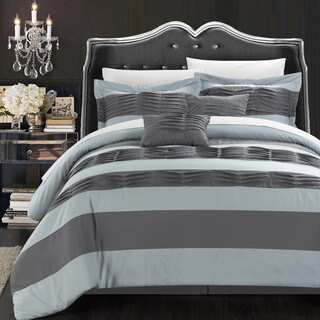 Chic Home Oxford Pleated Applique 6-piece Comforter Set