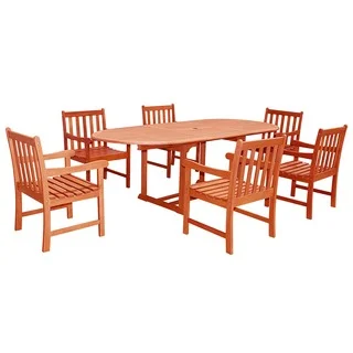 Eco-Friendly 7-Piece Wood Outdoor Dining Set with Oval Extension Table V144SET23N