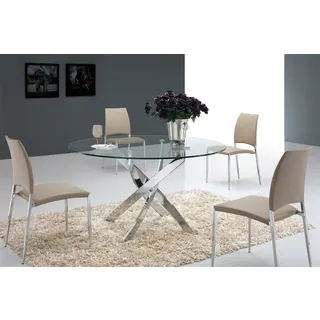 Casabianca Home Galaxy Collection Metal/ Glass Round Dining Table