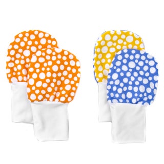 Crummy Bunny Orange/ Yellow/ Blue Dots No Scratch Stay-on Baby Mittens (Set of 2)