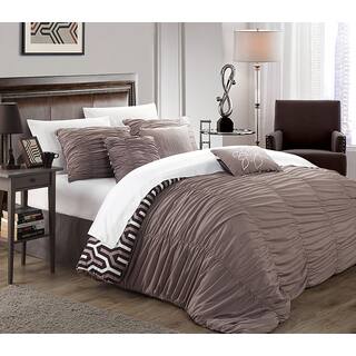 Chic Home Lester Brown Pleated Ruffled 11-piece Bed in a Bag with Sheet Set