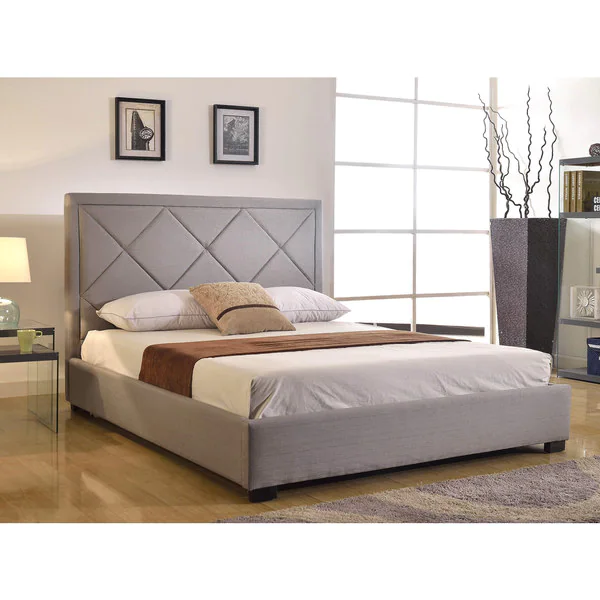 Abbyson Sonoma Grey Linen Platform Upholstered Bed