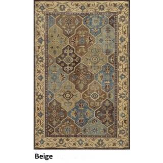 Hand-Knotted Border New Zealand Wool Beige Rug (2' x 3')