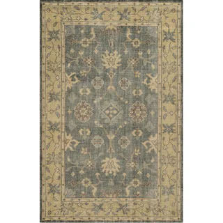 Hand-Knotted Border Grey New Zealand Wool Rug (3' x 5')