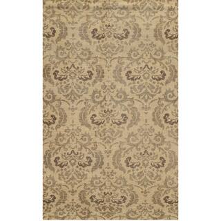 Hand-crafted Abstract New Zealand Wool Blue/ Beige/ Brown Rug (2' x 3')