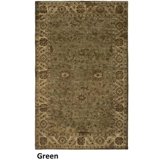 Hand-tufted Border New Zealand Wool Green Rug (8' x 10') - 8' x 10'