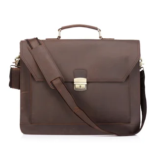 Vicenzo Leather Professional Full Grain Leather 14-inch Laptop Messenger Briefcase