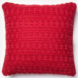 Rhythm Red Felted Wool Down Feather or Polyester Filled 22-inch Throw Pillow or Pillow Cover
