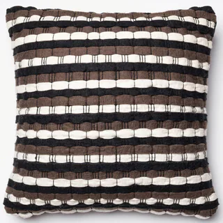 Rhythm Black/ Brown Stripe Felted Wool Down Feather or Polyester Filled 22-inch Throw Pillow or Pillow Cover