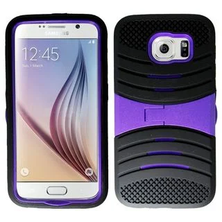 Insten Wave Symbiosis Soft Soft Silicone/ PC Dual Layer Hybrid Rubber Phone Case Cover with Stand For Samsung Galaxy S6