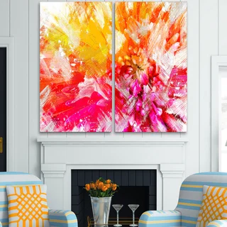 Design Art 'Vibrant Colors Flower Art' Canvas Art Print - 40Wx40H Inches - 2 Panels