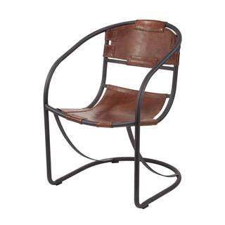 LS Dimond Home Retro Round Back Leather Lounger