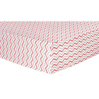 Trend Lab Coral and Grey Chevron Deluxe Flannel Fitted Crib Sheet