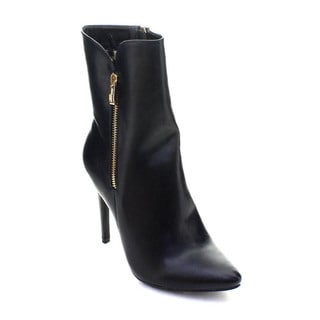 DBDK London-2 Women's Pointed Toe Stiletto Heel Side Zip Mid-calf Dress Boots
