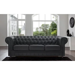 Madison Home Chesterfield Tufted Scroll Arm Black Sofa
