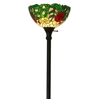 Amora Lighting Tiffany-style Roses 72-inch Floor Torchiere Lamp