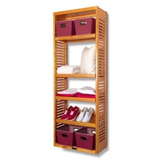 12-inch Deep Honey Maple Standalone Tower with Adjustable Shelves